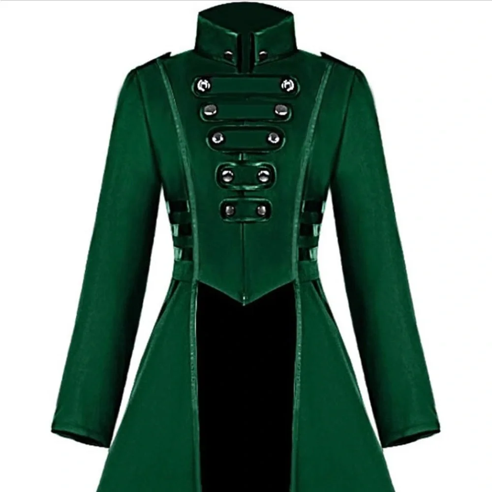 *Halloween Sale - Green Steampunk Ringmaster Tailcoat Costume jacket for Women - Picture 7 of 14